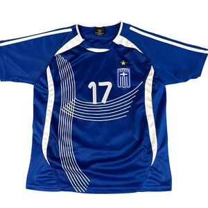 Vintage Euro 2008 Greek National Team Football Soccer Jersey Gekas Blue Small